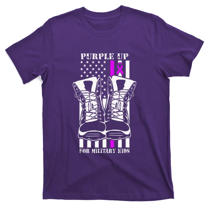 Purple Up For Military Child Month USA Flag T-Shirt