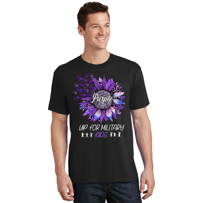 Purple Up For Military Sunflower Military Child Month T-Shirt