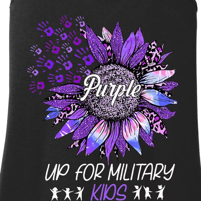 Purple Up For Military Sunflower Military Child Month Ladies Essential Tank