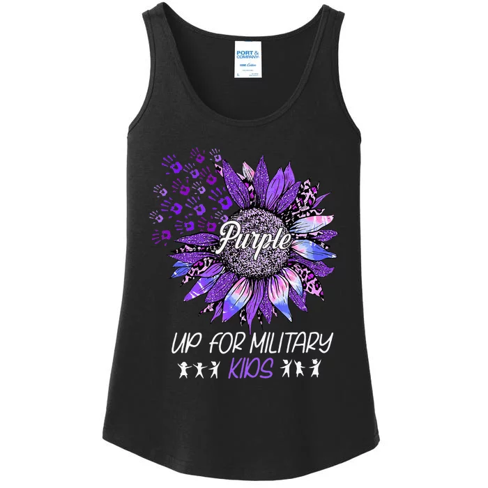 Purple Up For Military Sunflower Military Child Month Ladies Essential Tank