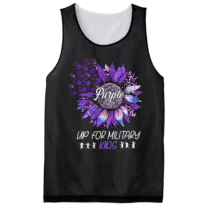 Purple Up For Military Sunflower Military Child Month Mesh Reversible Basketball Jersey Tank