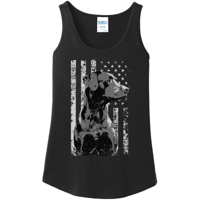 Patriotic USA Flag Black Labrador gift for Lab Owners Short Sleeve Ladies Essential Tank