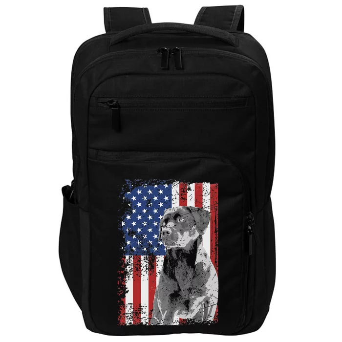 Patriotic USA Flag Black Labrador gift for Lab Owners Impact Tech Backpack