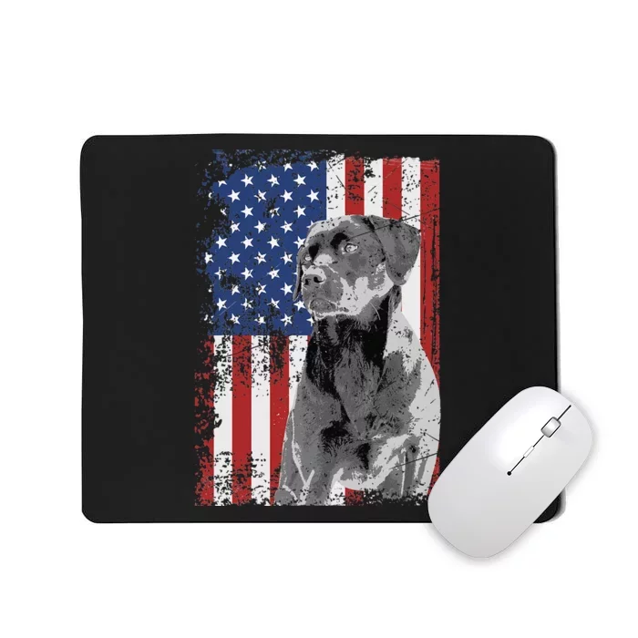 Patriotic USA Flag Black Labrador gift for Lab Owners Mousepad