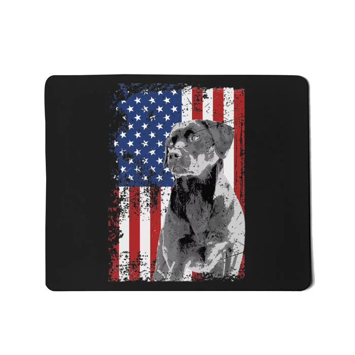 Patriotic USA Flag Black Labrador gift for Lab Owners Mousepad