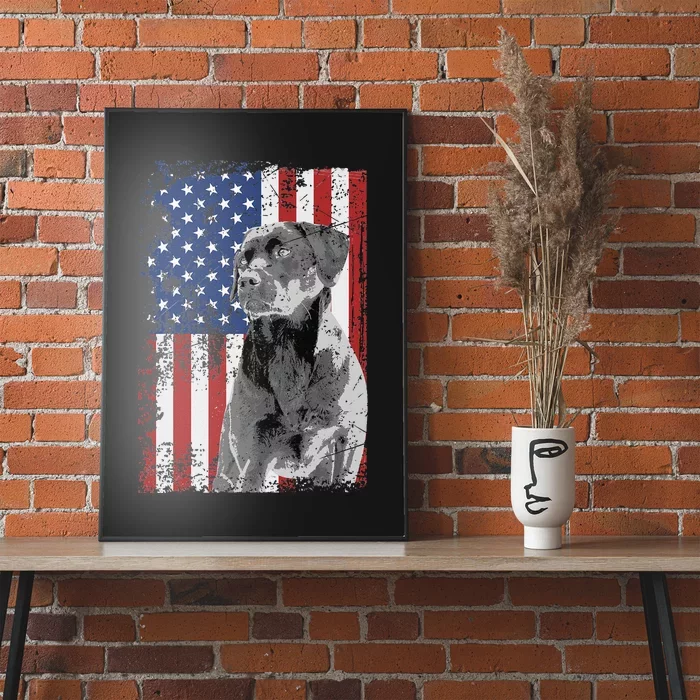 Patriotic USA Flag Black Labrador gift for Lab Owners Poster