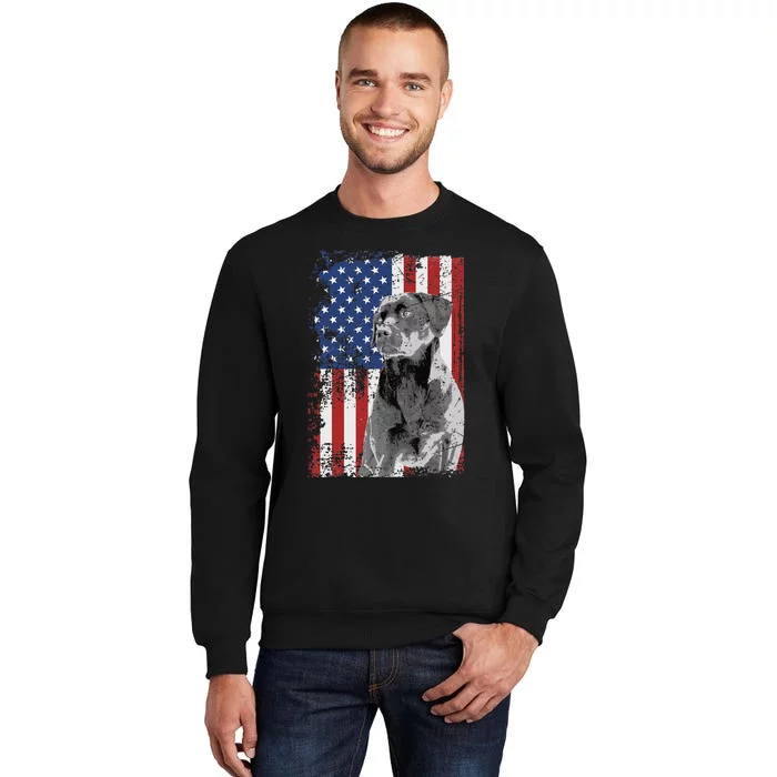 Patriotic USA Flag Black Labrador gift for Lab Owners Tall Sweatshirt