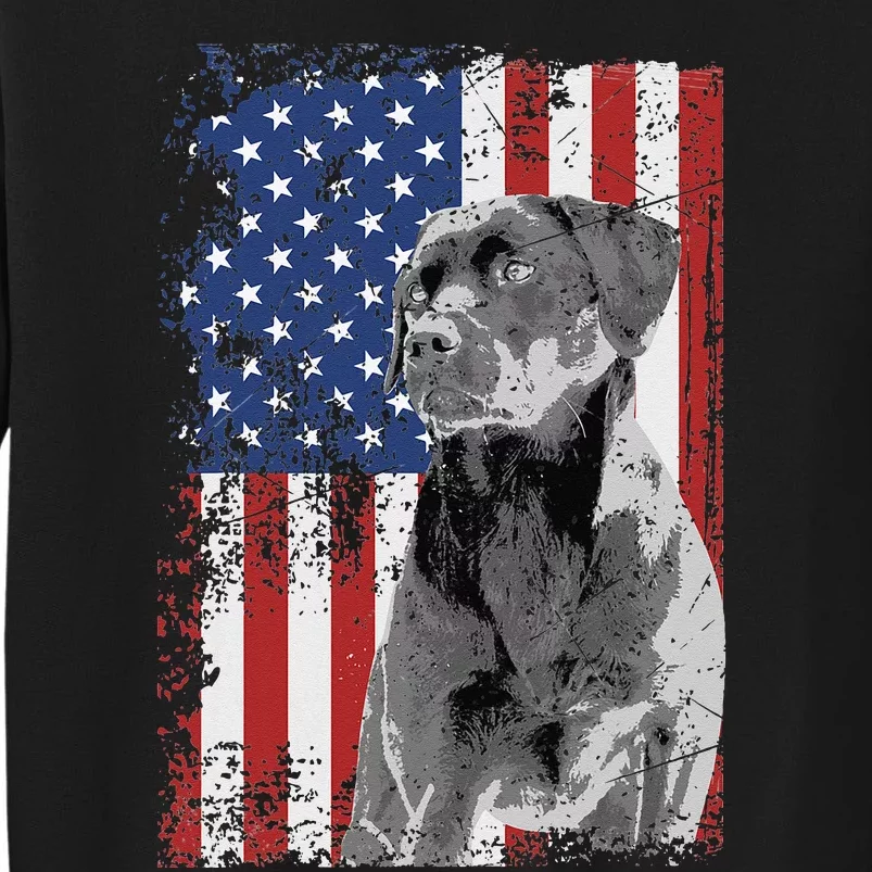 Patriotic USA Flag Black Labrador gift for Lab Owners Tall Sweatshirt