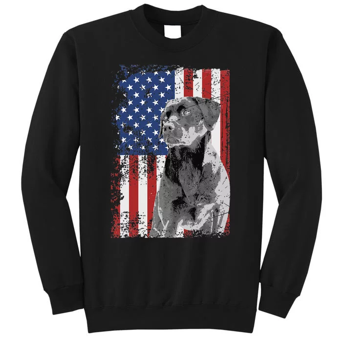 Patriotic USA Flag Black Labrador gift for Lab Owners Tall Sweatshirt