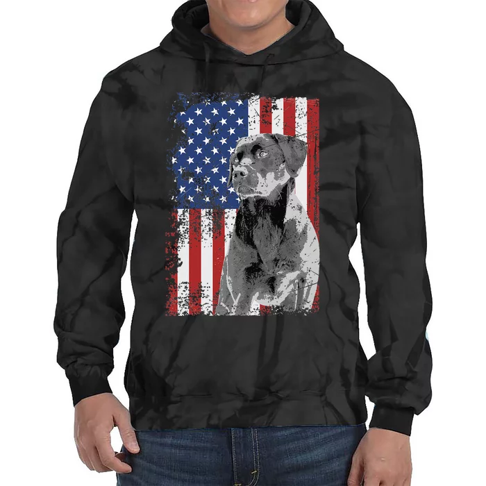 Patriotic USA Flag Black Labrador gift for Lab Owners Tie Dye Hoodie