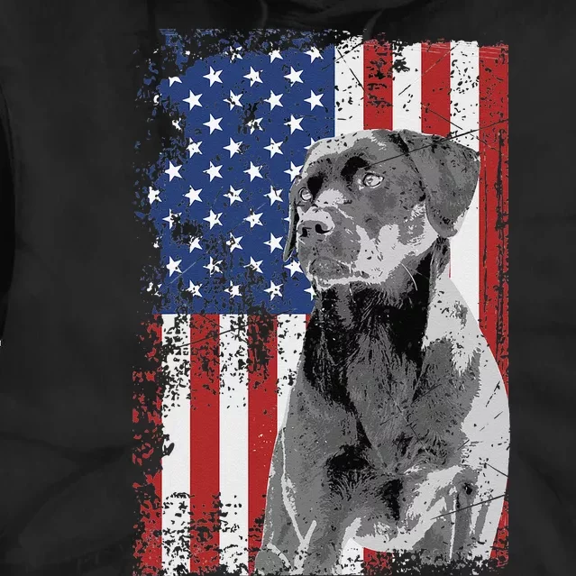 Patriotic USA Flag Black Labrador gift for Lab Owners Tie Dye Hoodie