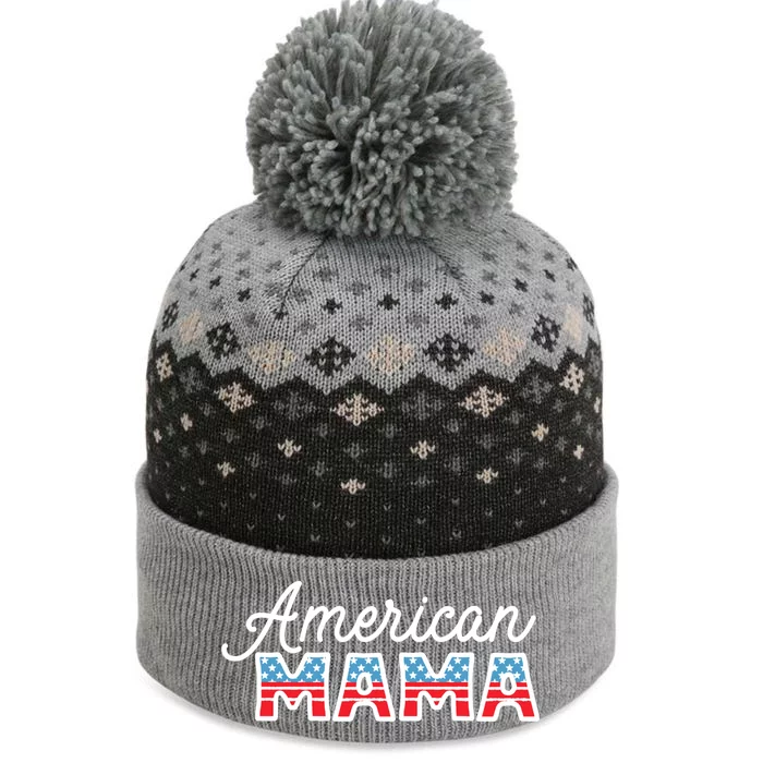 Patriotic Usa Flag 4th Of July All American Mama Gift The Baniff Cuffed Pom Beanie