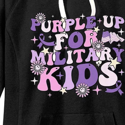 Purple Up For Military Ki.Ds Cute Groovy Military Child Month Women's Fleece Hoodie