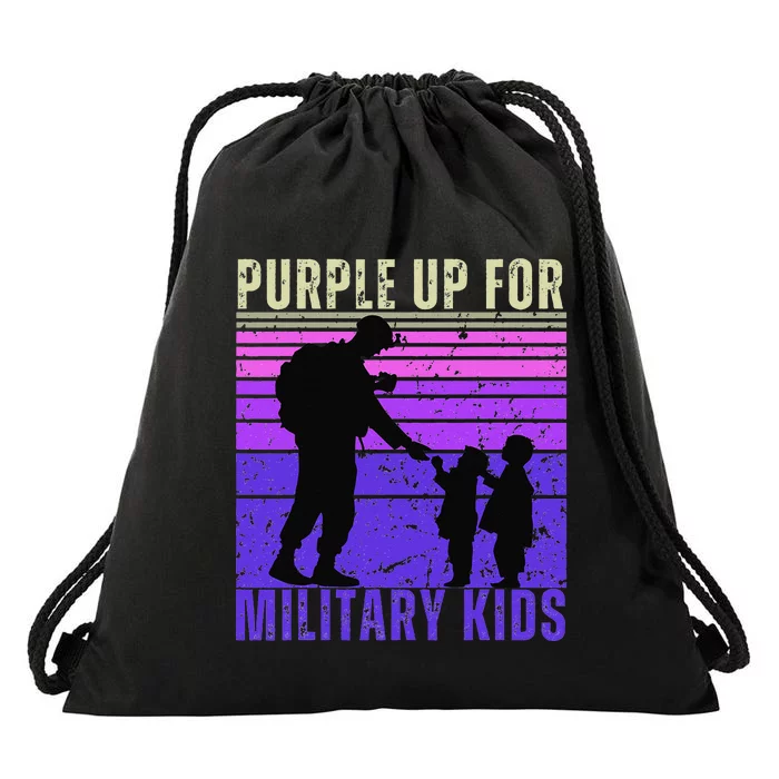 Purple Up For Military Month Of The Child Drawstring Bag