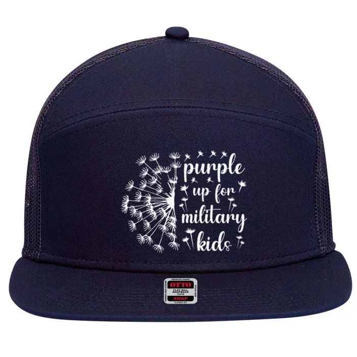 Purple Up For Military Ki.Ds Dandelion Military Child Month 7 Panel Mesh Trucker Snapback Hat