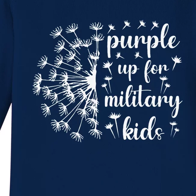 Purple Up For Military Ki.Ds Dandelion Military Child Month Baby Long Sleeve Bodysuit