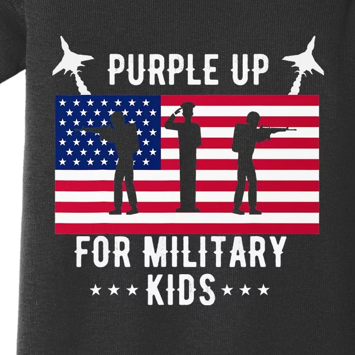 Purple Up For Military Soldier Month Military Child USA Baby Bodysuit