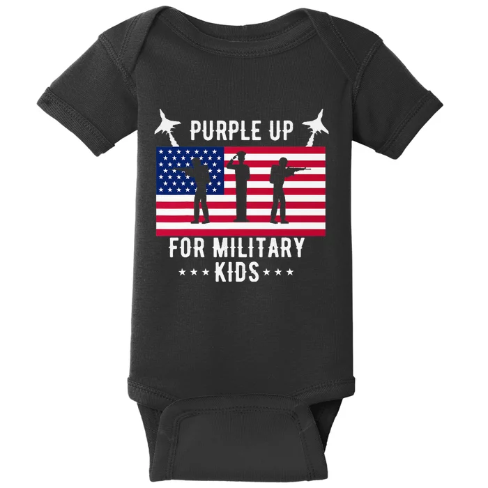 Purple Up For Military Soldier Month Military Child USA Baby Bodysuit