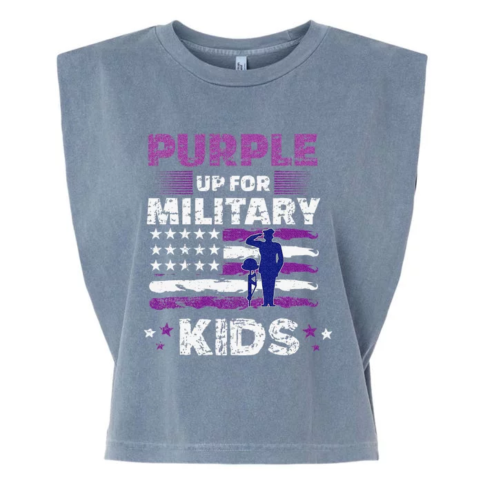 Purple Up for Military Month Usa Flag Garment-Dyed Women's Muscle Tee