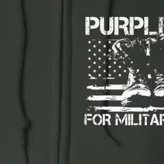 Purple up for Military USA American Flag Military Boots Full Zip Hoodie