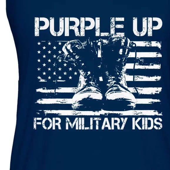 Purple up for Military USA American Flag Military Boots Ladies Essential Flowy Tank