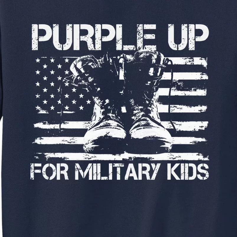 Purple up for Military USA American Flag Military Boots Tall Sweatshirt