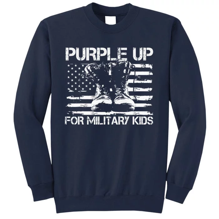 Purple up for Military USA American Flag Military Boots Tall Sweatshirt