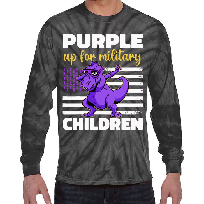 Purple Up For Military Month Of The Military Children Tie-Dye Long Sleeve Shirt