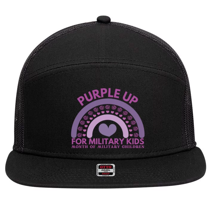 Purple Up For Military Kids Month Military Child 7 Panel Mesh Trucker Snapback Hat