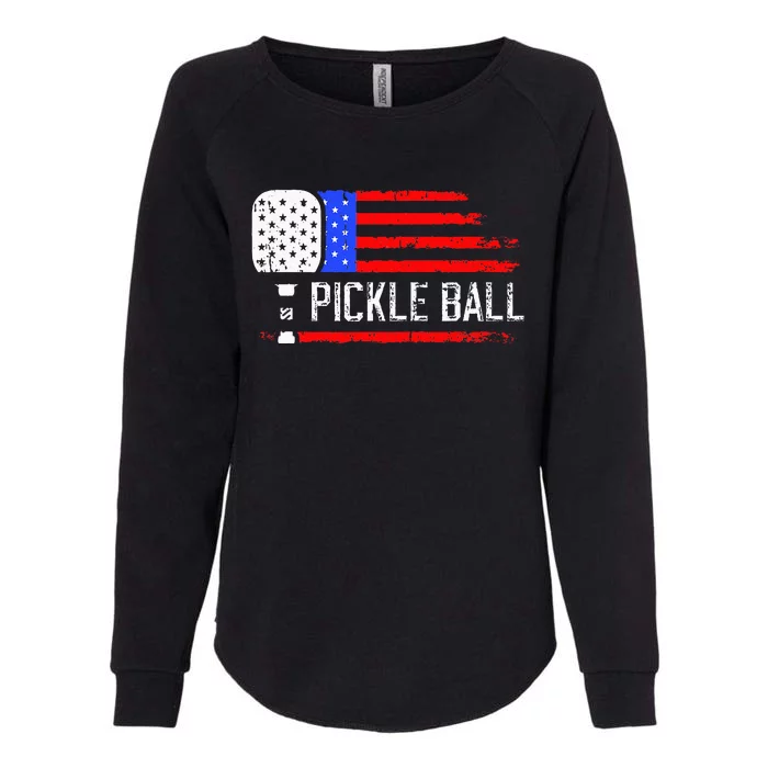 Pickleball US Flag Vintage Pickleball Paddle Womens California Wash Sweatshirt