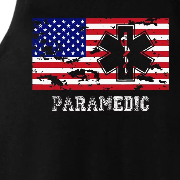 Paramedic Usa Flag Ladies Tri-Blend Wicking Tank