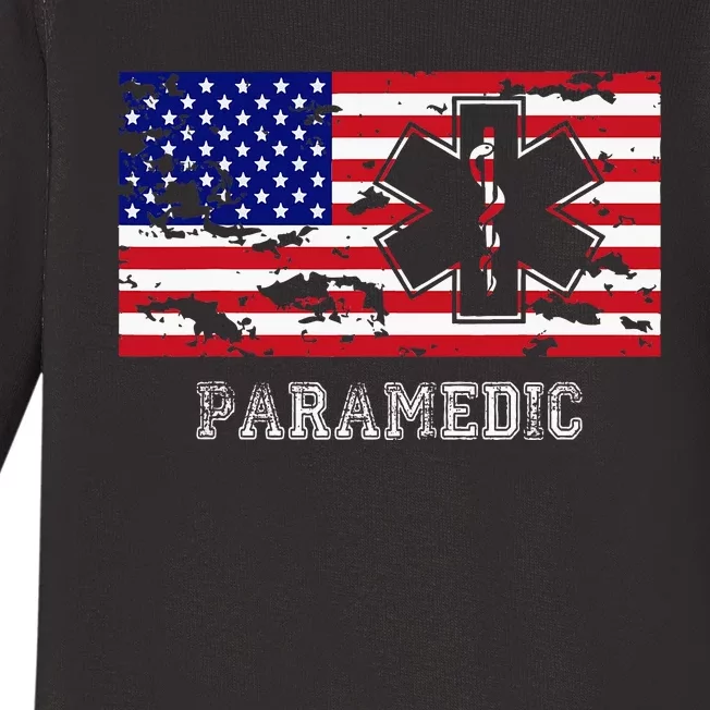 Paramedic Usa Flag Baby Long Sleeve Bodysuit