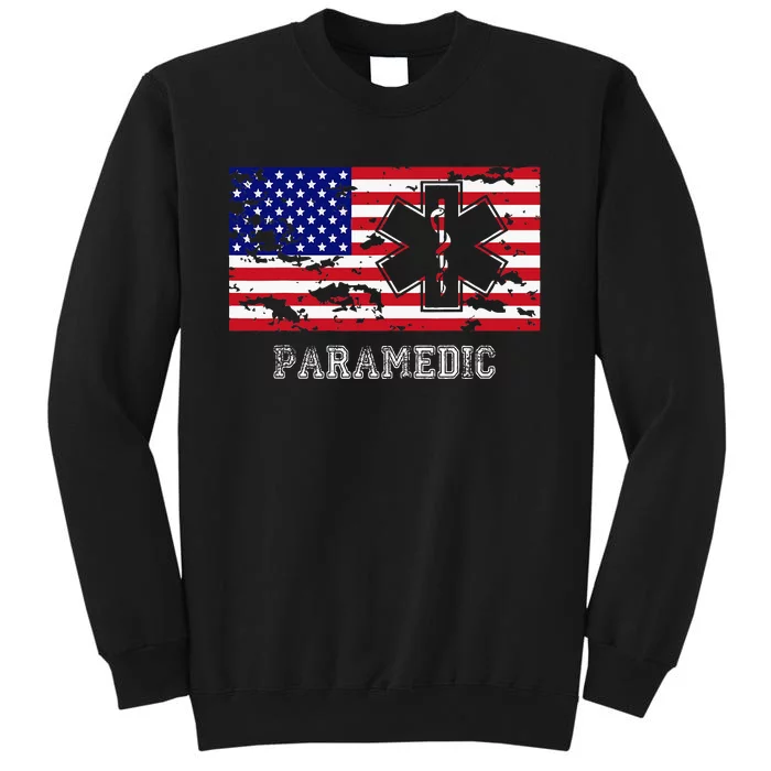 Paramedic Usa Flag Tall Sweatshirt