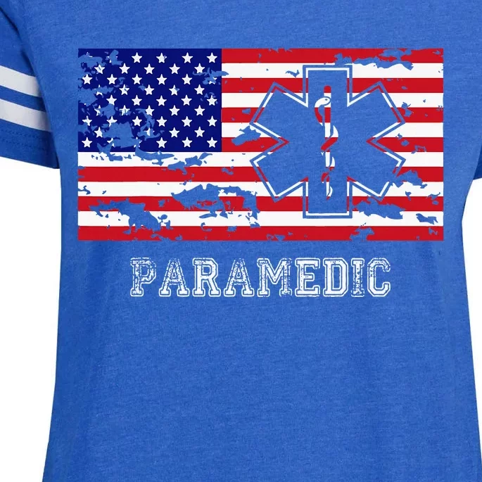 Paramedic Usa Flag Enza Ladies Jersey Football T-Shirt