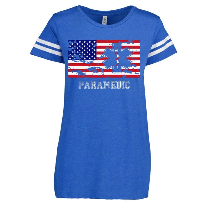 Paramedic Usa Flag Enza Ladies Jersey Football T-Shirt