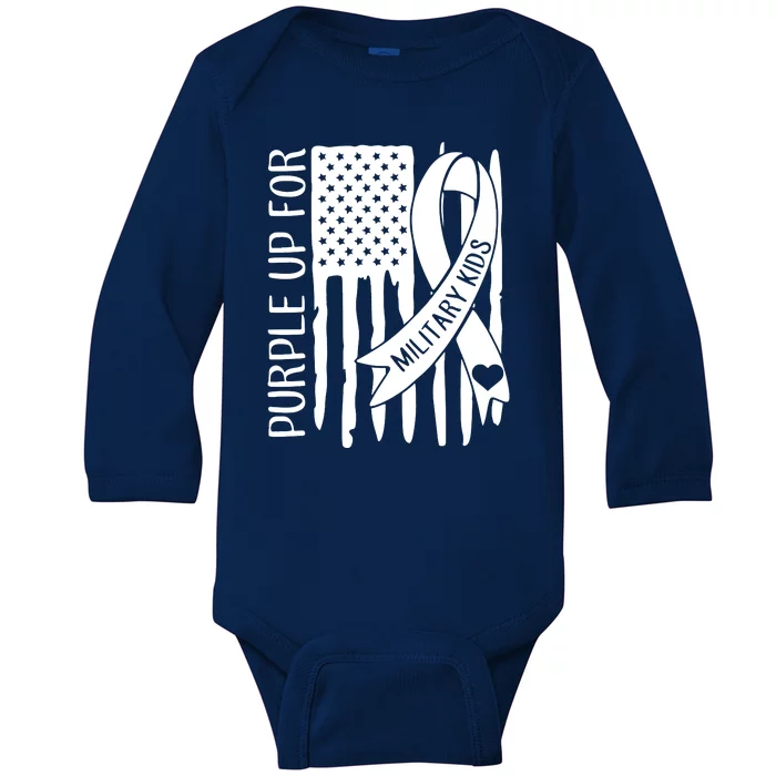 Purple Up For Military Children Purple Ribbon Baby Long Sleeve Bodysuit