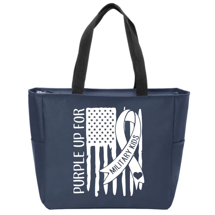 Purple Up For Military Children Purple Ribbon Zip Tote Bag