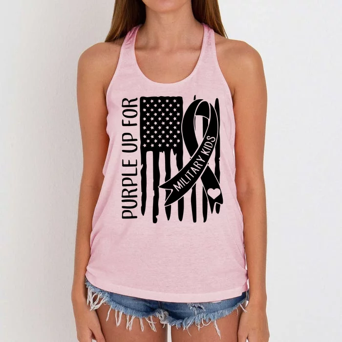 Purple Up For Military Children Purple Ribbon Women's Knotted Racerback Tank