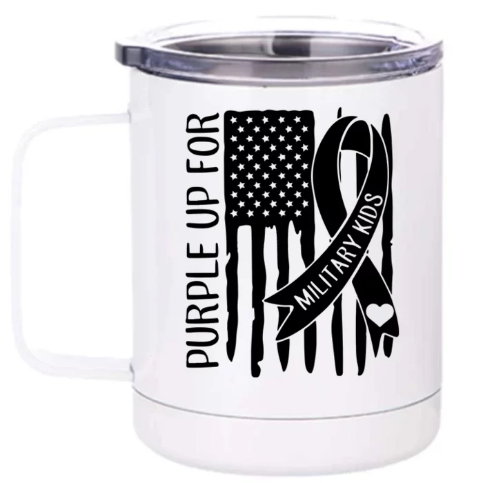 Purple Up For Military Children Purple Ribbon Front & Back 12oz Stainless Steel Tumbler Cup