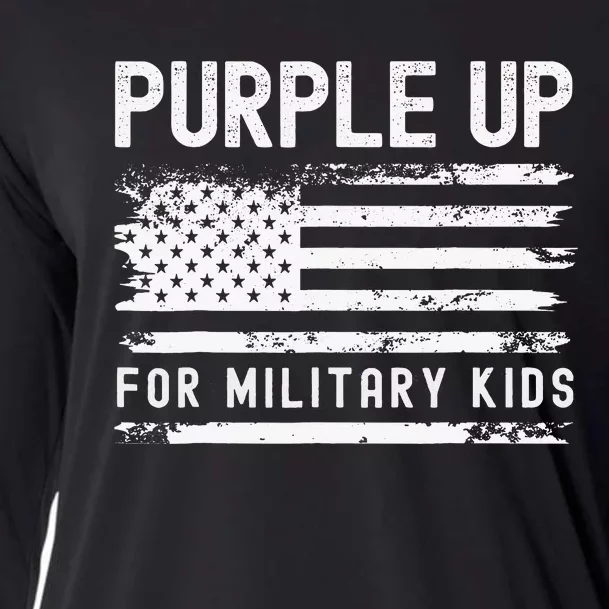 Purple Up For Military Child Month Usa Flag Cooling Performance Long Sleeve Crew