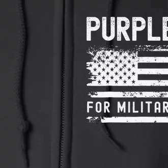 Purple Up For Military Child Month Usa Flag Full Zip Hoodie