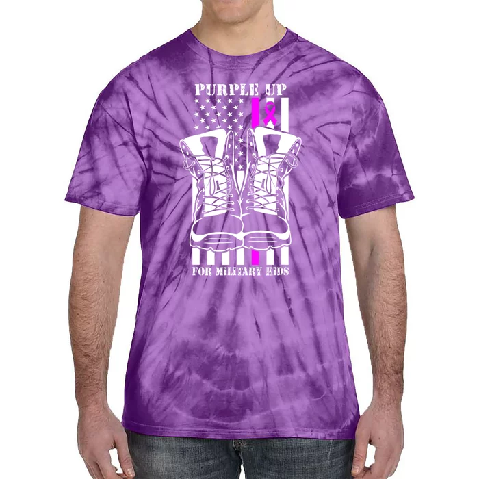 Purple Up For Military Military Child Month USA Flag Tie-Dye T-Shirt