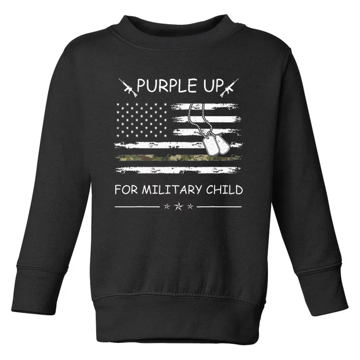 Purple Up For Military Child Month USA Flag Toddler Sweatshirt