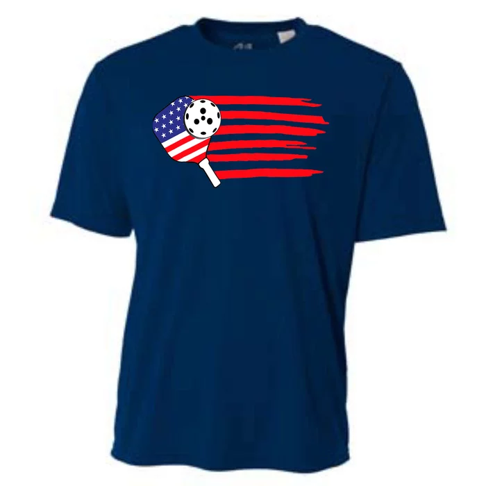 Pickleball US Flag American Patriotic Pickleball 4th Of July Cooling Performance Crew T-Shirt