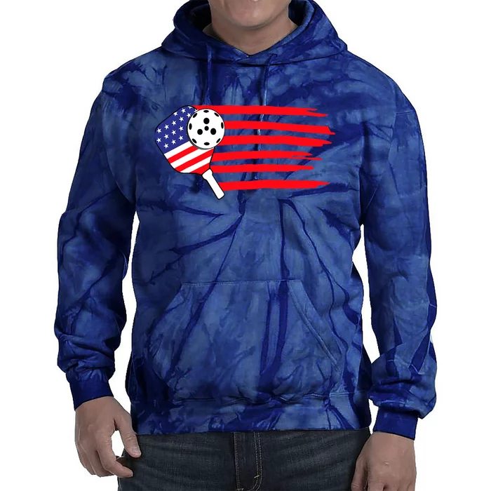 Pickleball US Flag American Patriotic Pickleball 4th Of July Tie Dye Hoodie