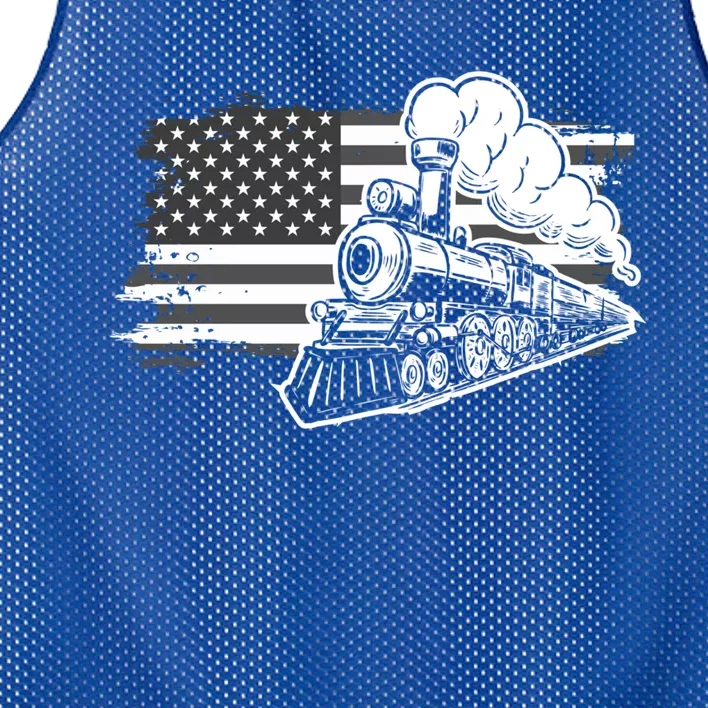 Patriotic Us Flag Train Model Trains Trainspotting Funny Gift Mesh Reversible Basketball Jersey Tank