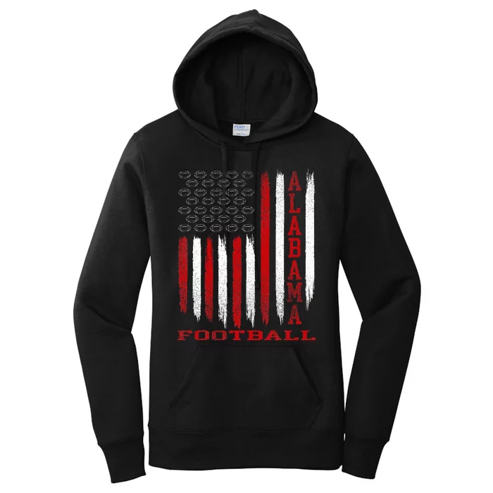 Patriotic USA Flag Alabama Football Season Party Women's Pullover Hoodie