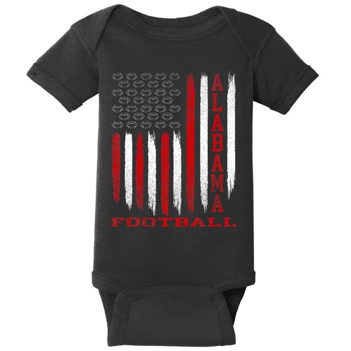 Patriotic USA Flag Alabama Football Season Party Baby Bodysuit