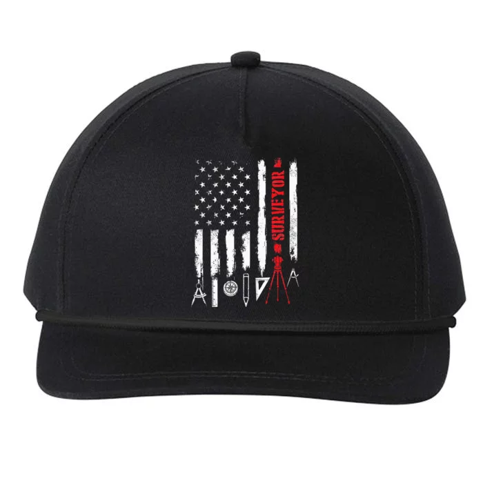 Patriotic USA Flag Land Surveyor Land Examiner Cartographer Snapback Five-Panel Rope Hat