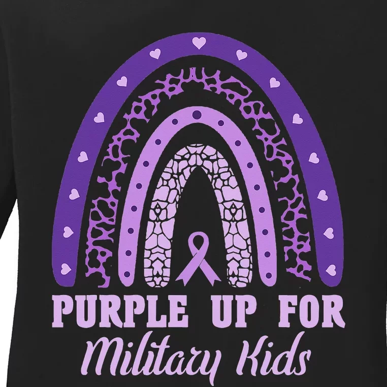 Purple Up For Military Rainbow Military Child Month Ladies Long Sleeve Shirt